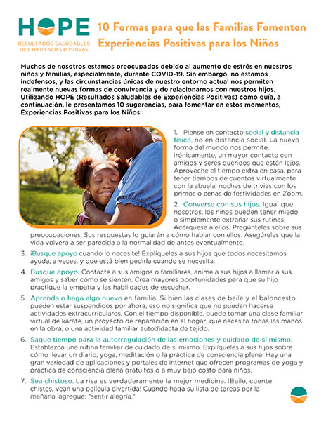 Cover of 10 Formas para que las Familias Fomenten Experiencias fact sheet