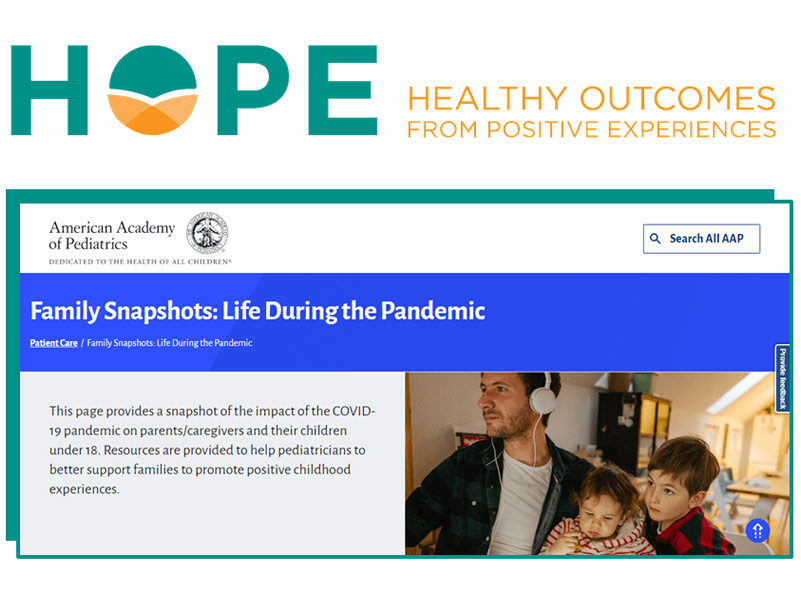 Graphic showing HOPE logo with screen shot of website with photo of father and children