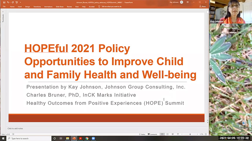 Video still of Policy and Advocacy for HOPE with Kay Johnson and Charles Bruner, PhD