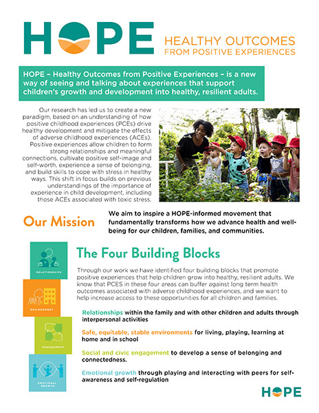 Cover of HOPE one pager fact sheet
