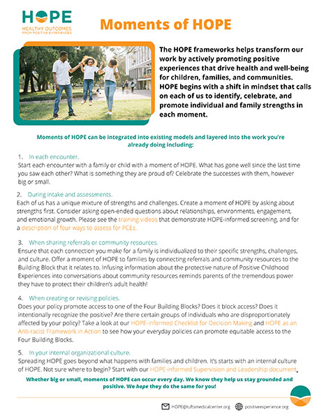 Cover of Moments of HOPE fact sheet