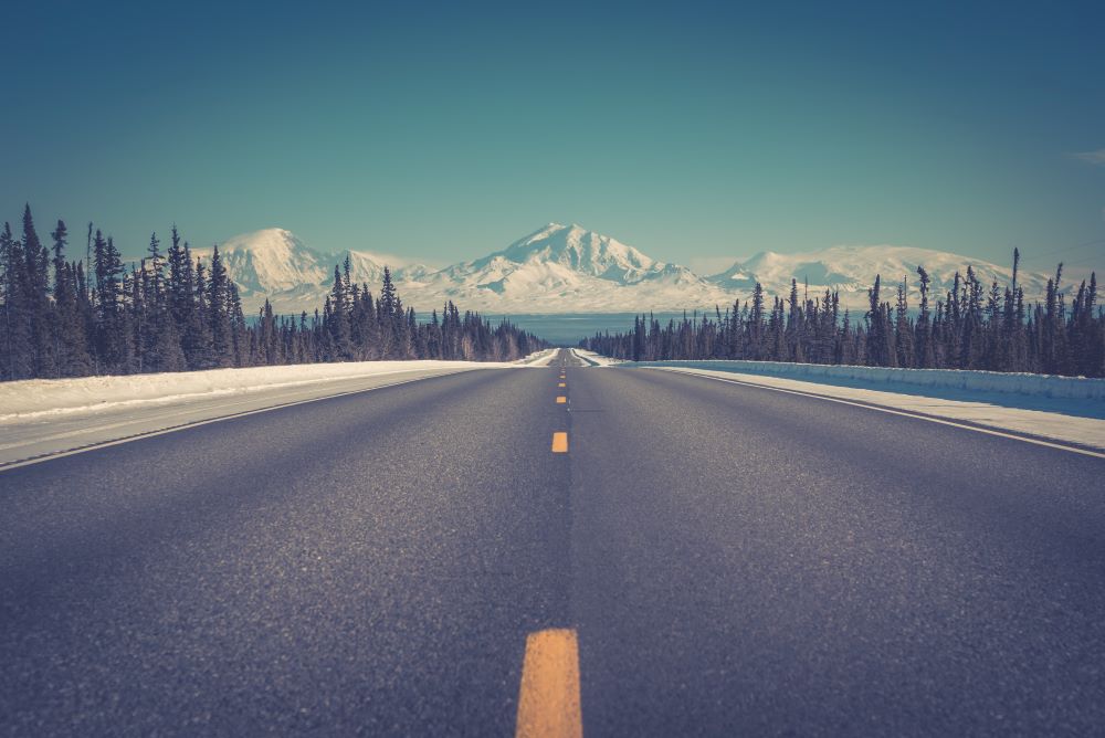 Road leading to a mountain