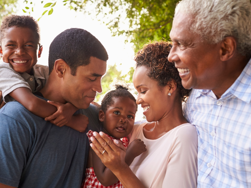 Family smiling together