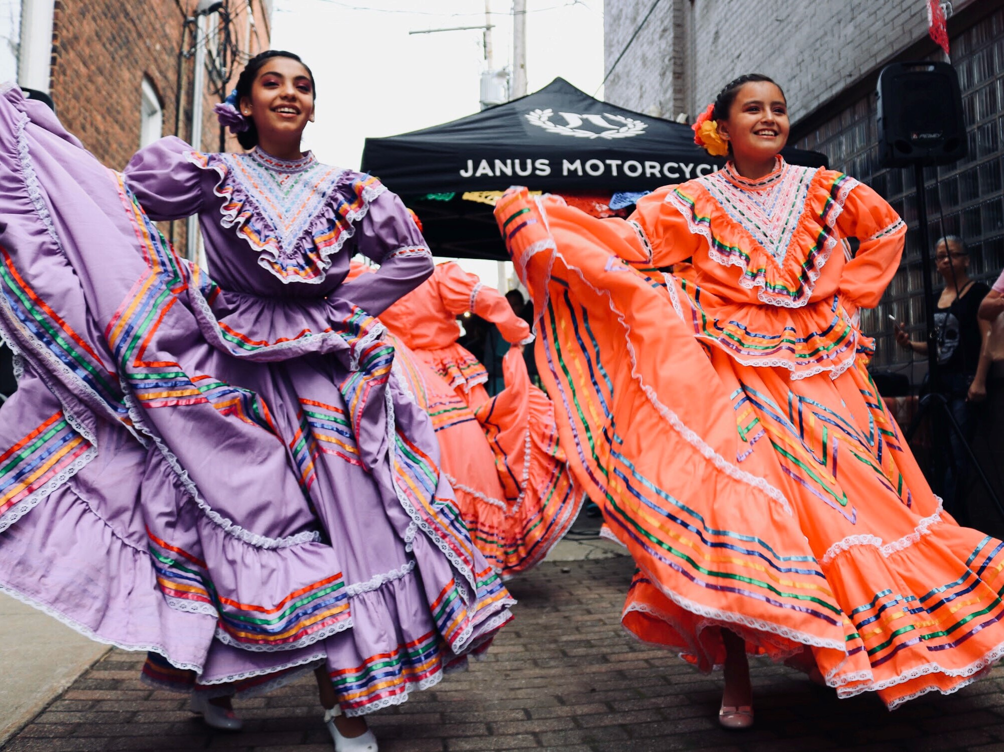 Two girls dancing