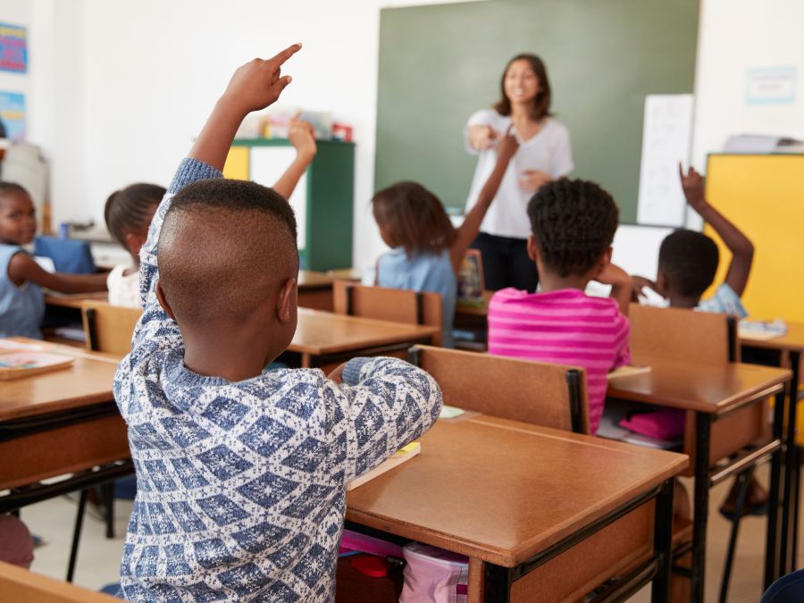 black student raising hand