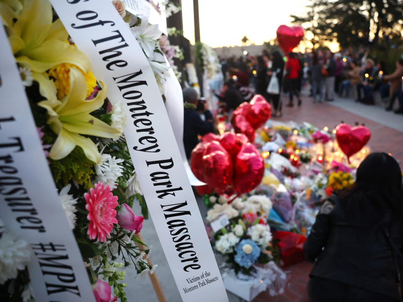 Memorial site for Monterey park mass shooting.