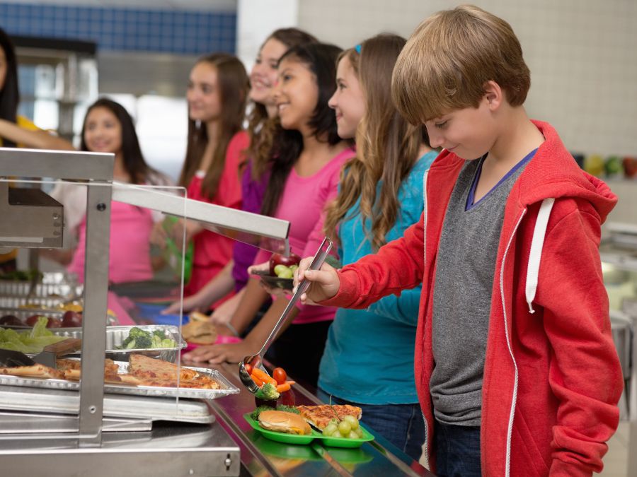 Youth in line for school lunch.