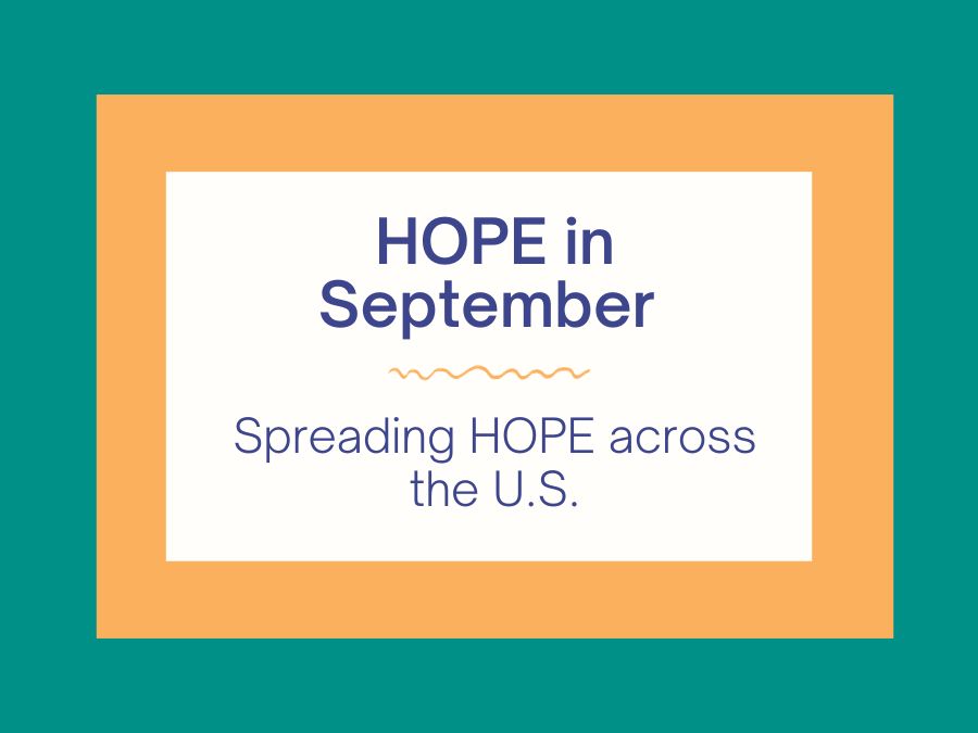 Text: HOPE in September: Spreading HOPE across the U.S.