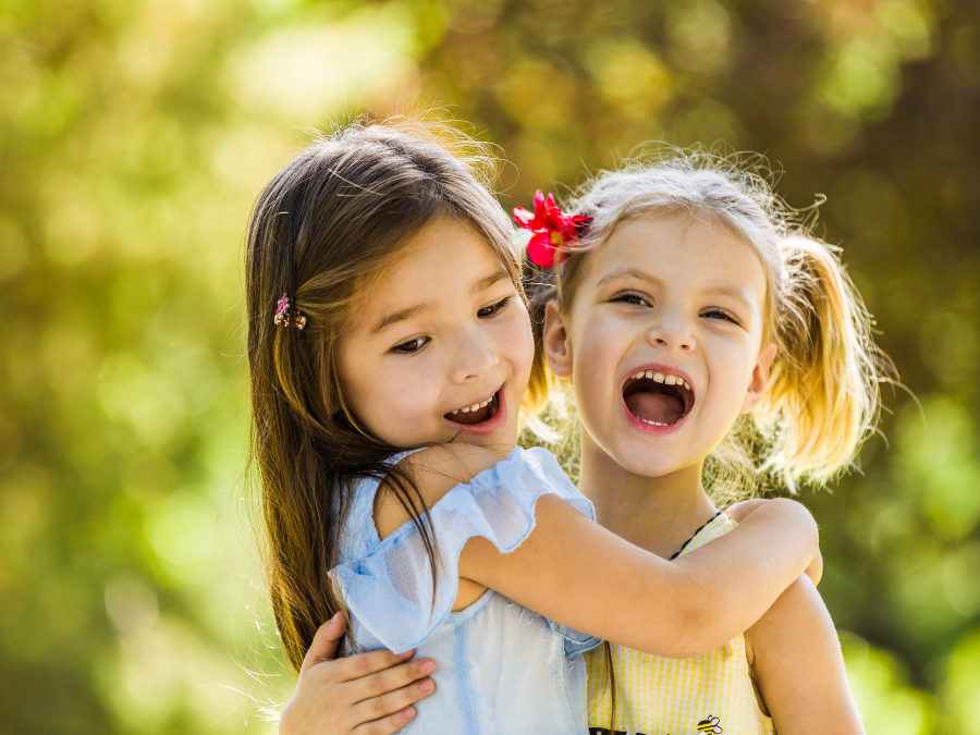 two children laughing