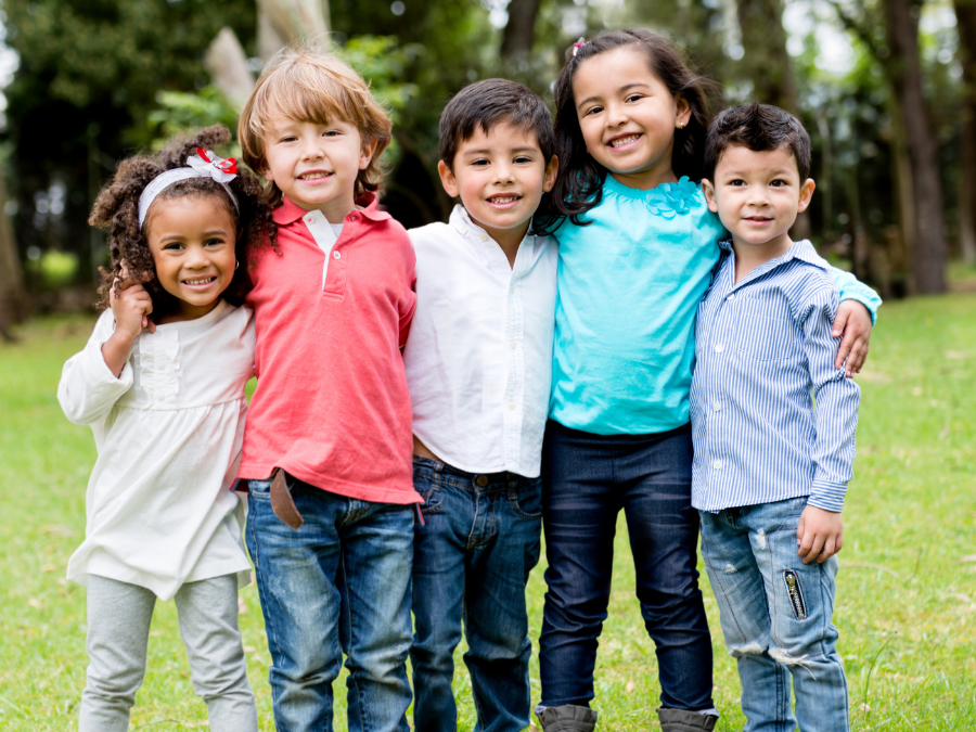 A group of children outside