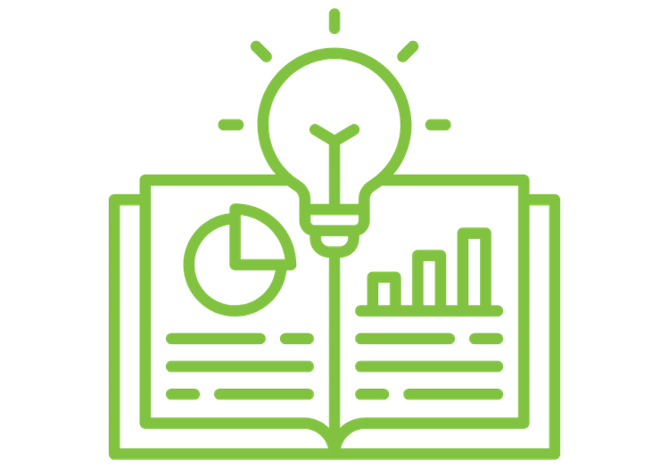 Graphic of an open book and lightbulb
