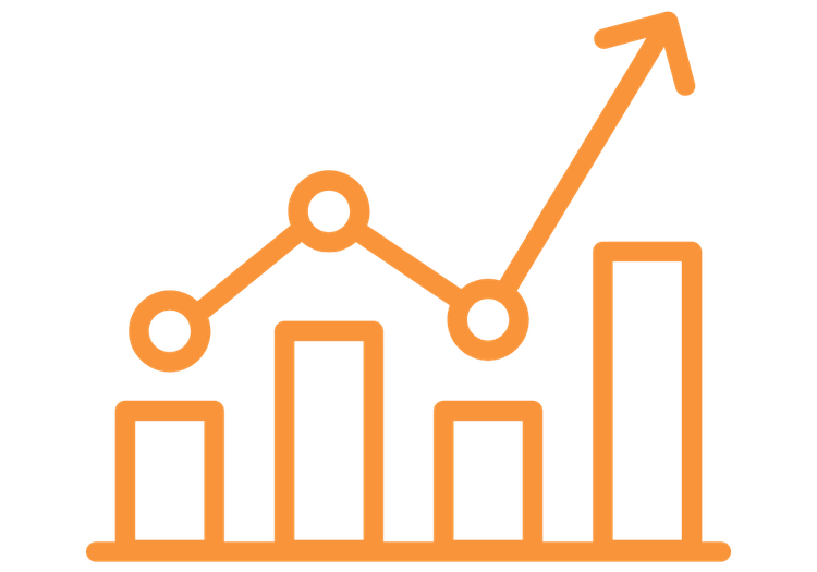 Graphic of line and bar graphs going up