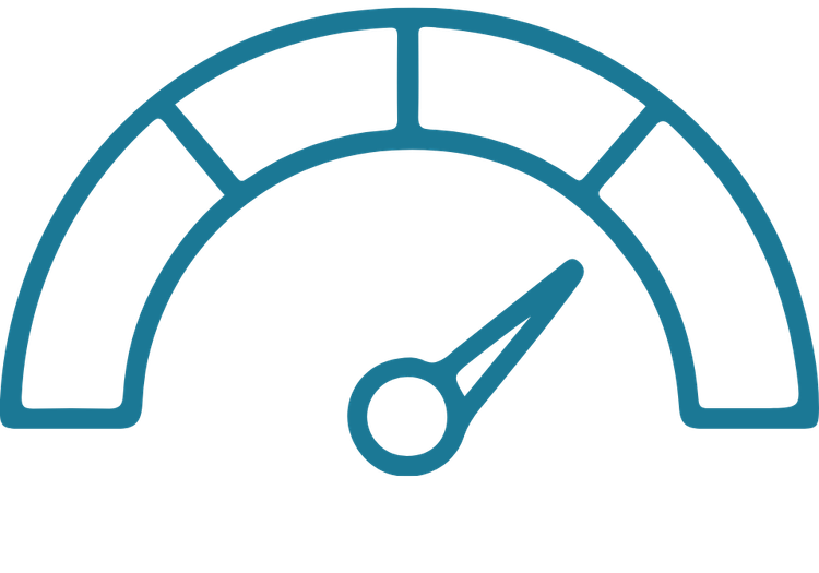 Graphic of gauge pointing towards the right side