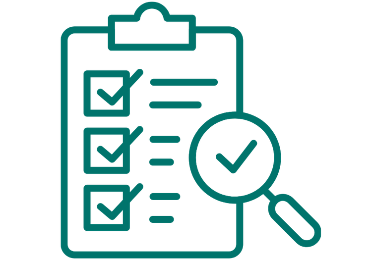 Graphic of a magnifying glass and a checklist