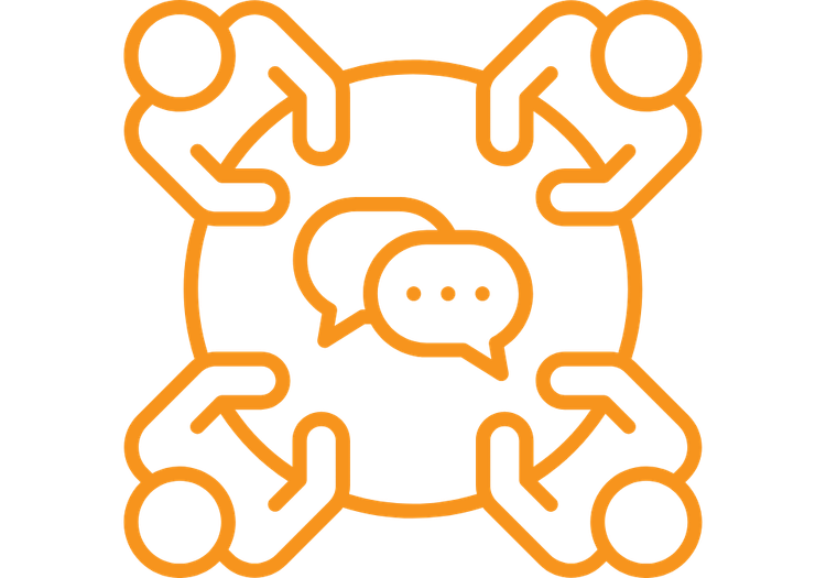 Graphic of people talking at a round rable