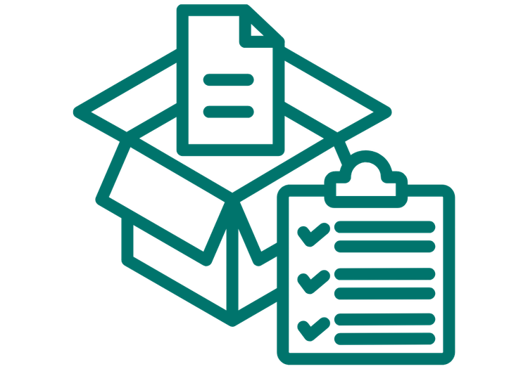 Graphic of a document going into a box