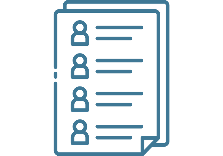 Graphic of a paper listing peopl