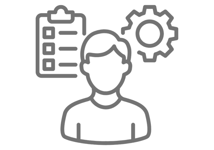 Graphic of a person, a checklist, and gear cog