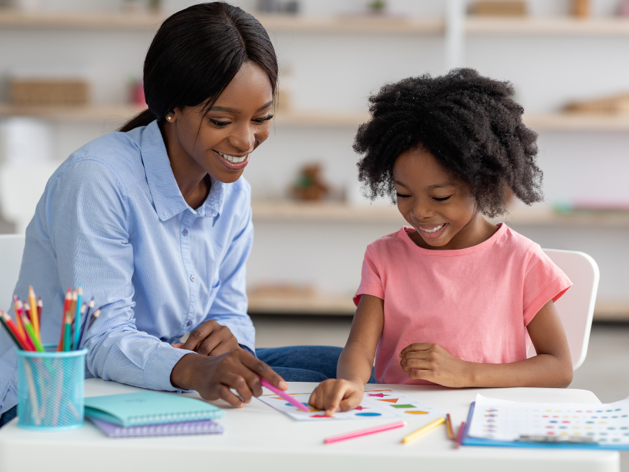 Child and home visitor coloring.