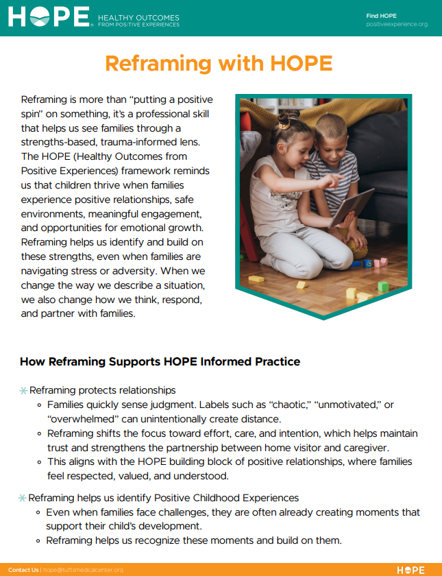 Cover page of reframing HOPE resource.